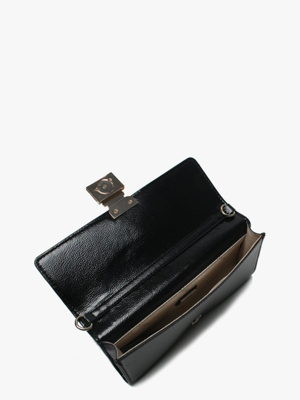 Lynda Black Pebbled Diamante Clutch Bag