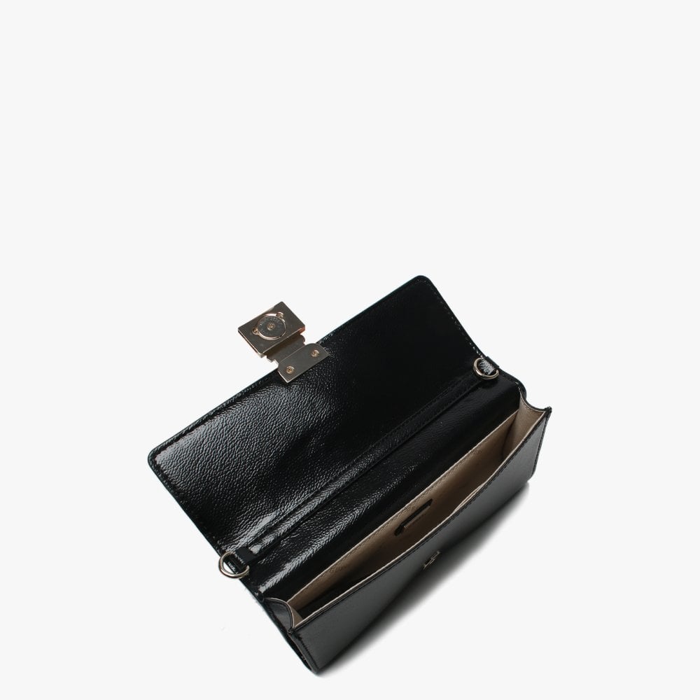 Lynda Black Pebbled Diamante Clutch Bag
