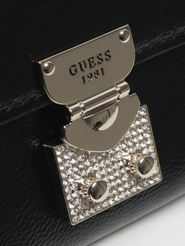 Lynda Black Pebbled Diamante Clutch Bag