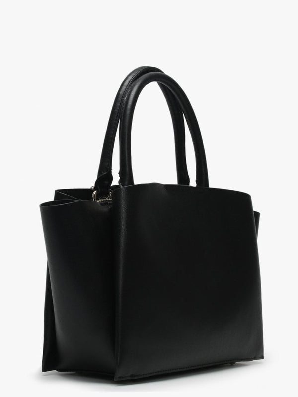 Lenia Black Smooth Satchel Bag