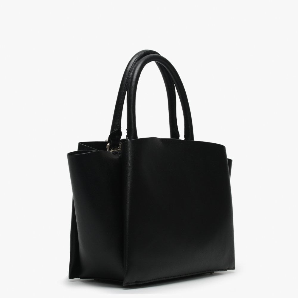 Lenia Black Smooth Satchel Bag
