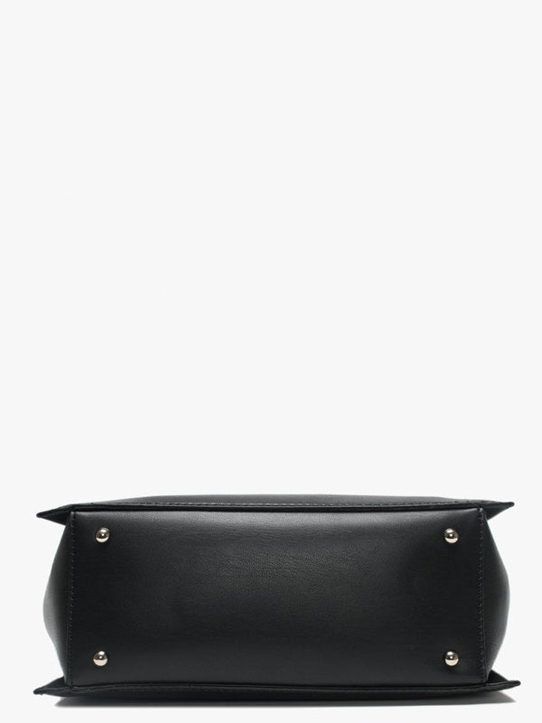 Lenia Black Smooth Satchel Bag