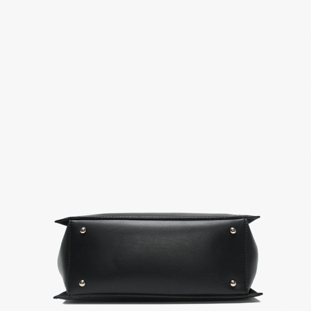 Lenia Black Smooth Satchel Bag