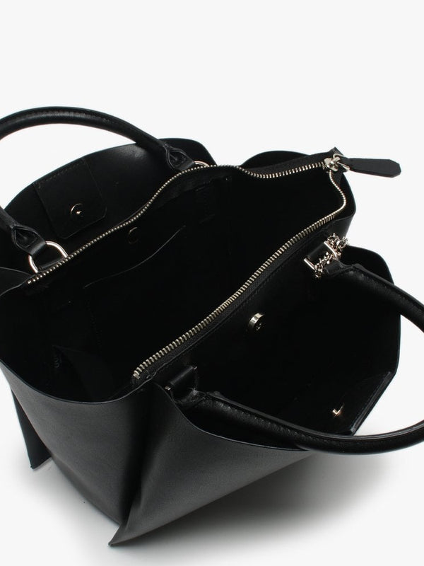 Lenia Black Smooth Satchel Bag