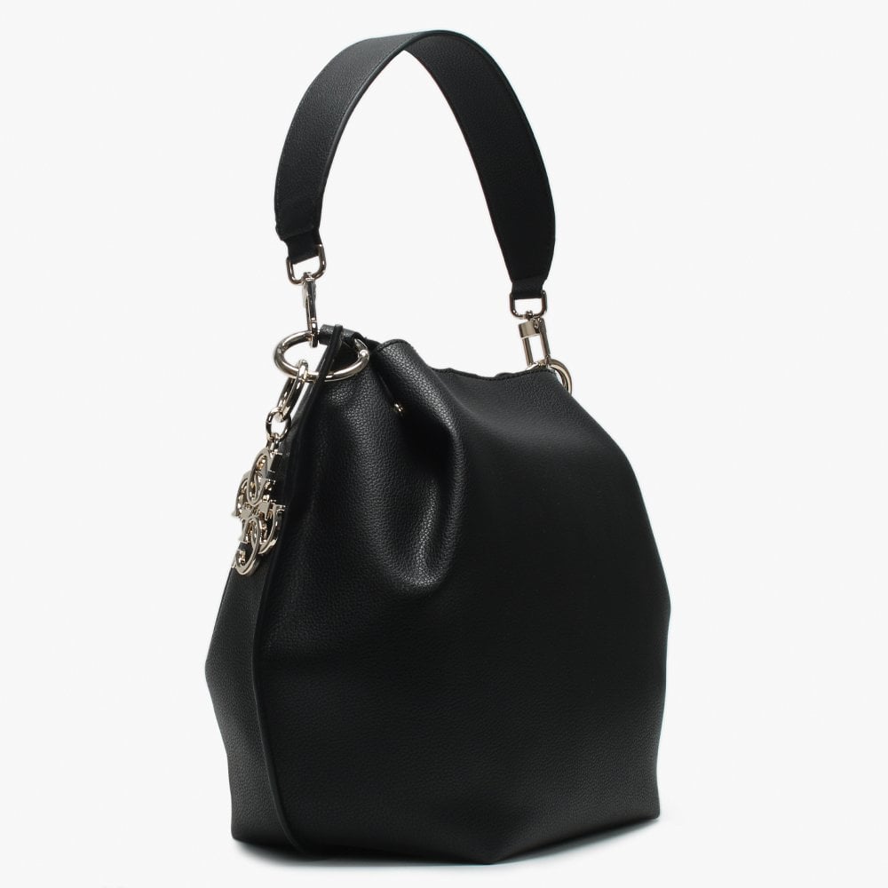 Digi Black Pebbled Hobo Bag