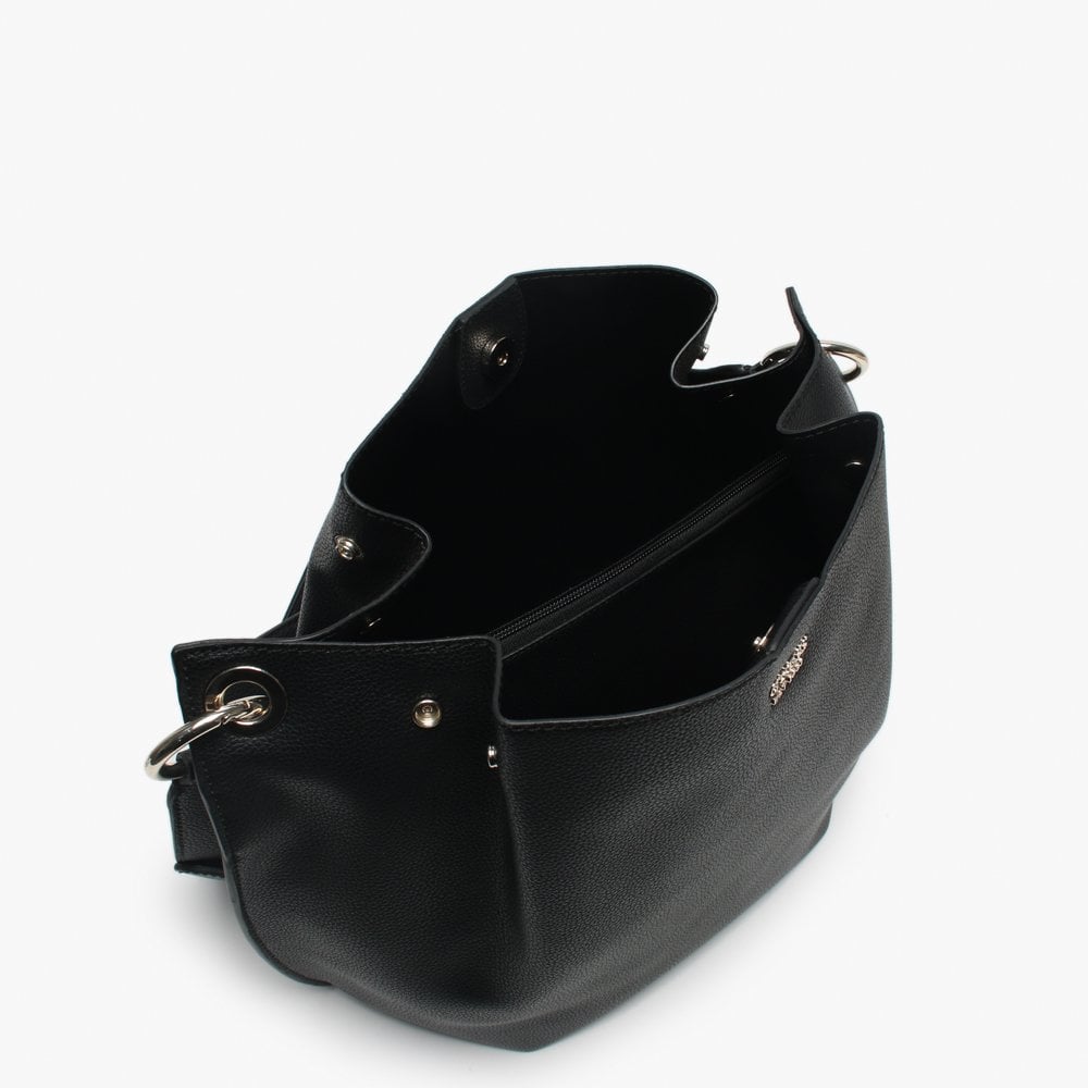 Digi Black Pebbled Hobo Bag