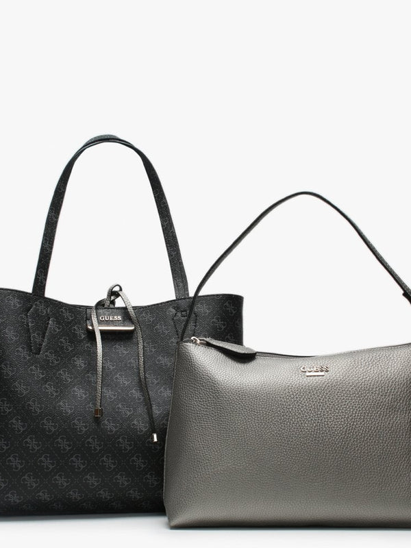 Bobbi Pewter Logo Reversible Tote Bag