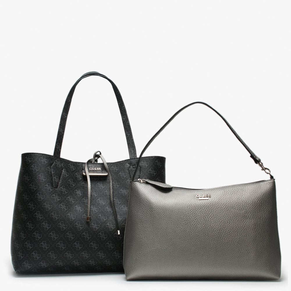 Bobbi Pewter Logo Reversible Tote Bag