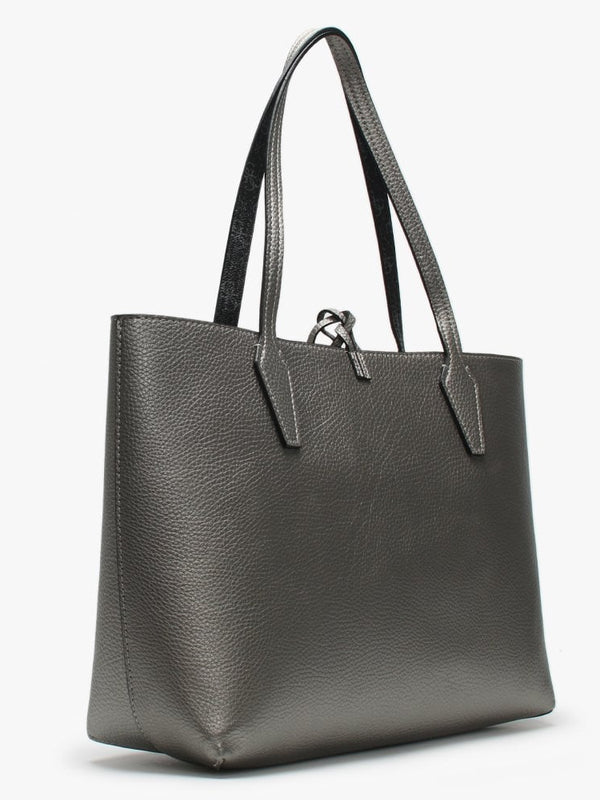 Bobbi Pewter Logo Reversible Tote Bag