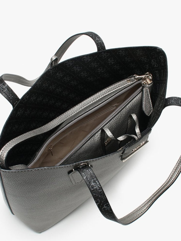 Bobbi Pewter Logo Reversible Tote Bag