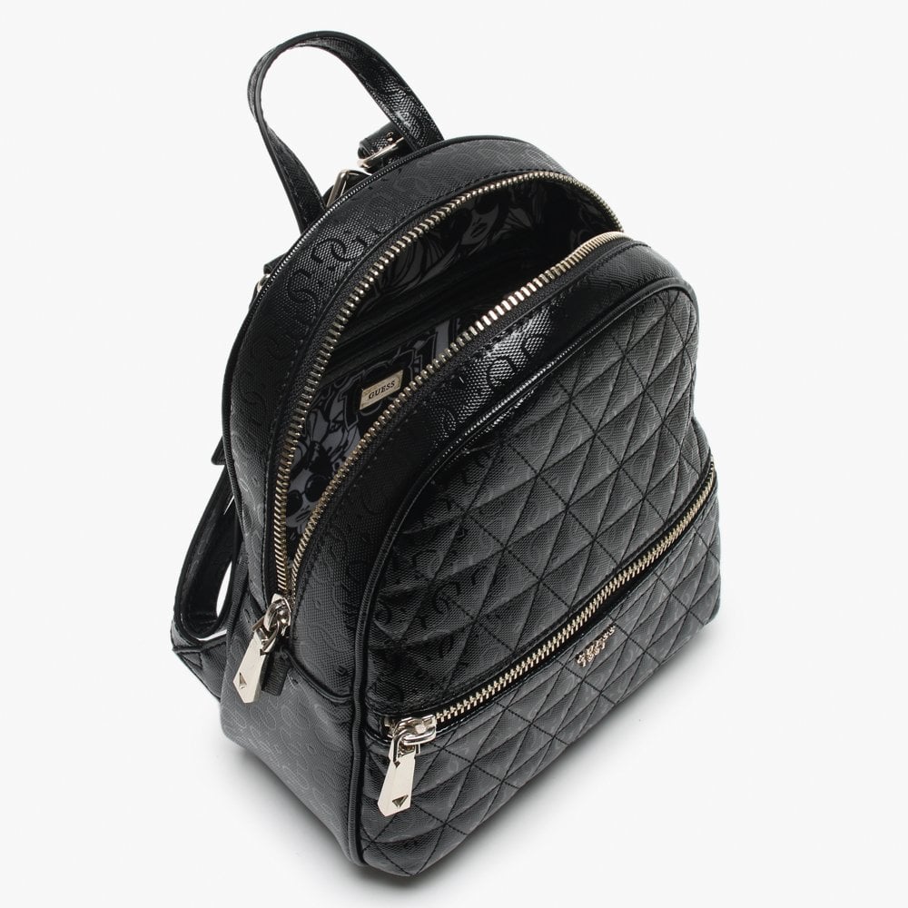 Tabbi Black Quilted Logo Backpack