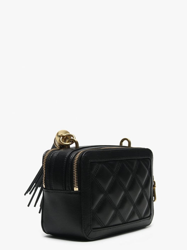 Joli Black Leather Quilted Camera Bag