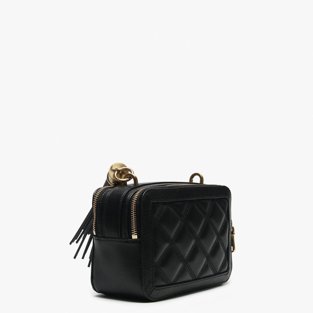 Joli Black Leather Quilted Camera Bag