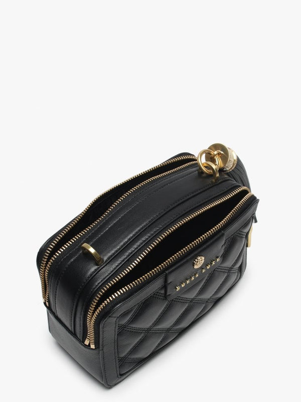 Joli Black Leather Quilted Camera Bag