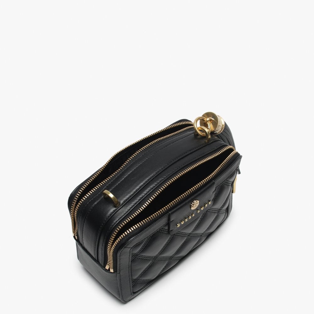 Joli Black Leather Quilted Camera Bag