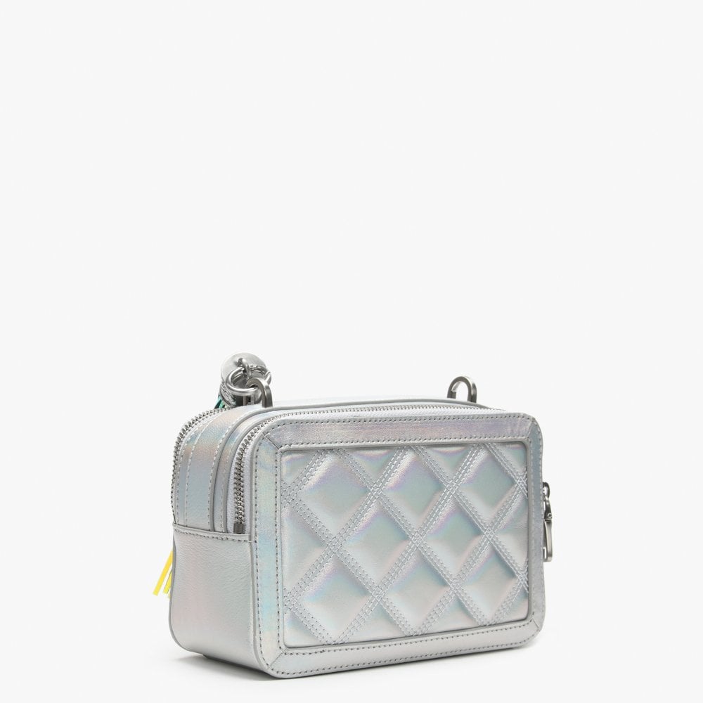 Joli Holographic Silver Leather Quilted Camera Bag