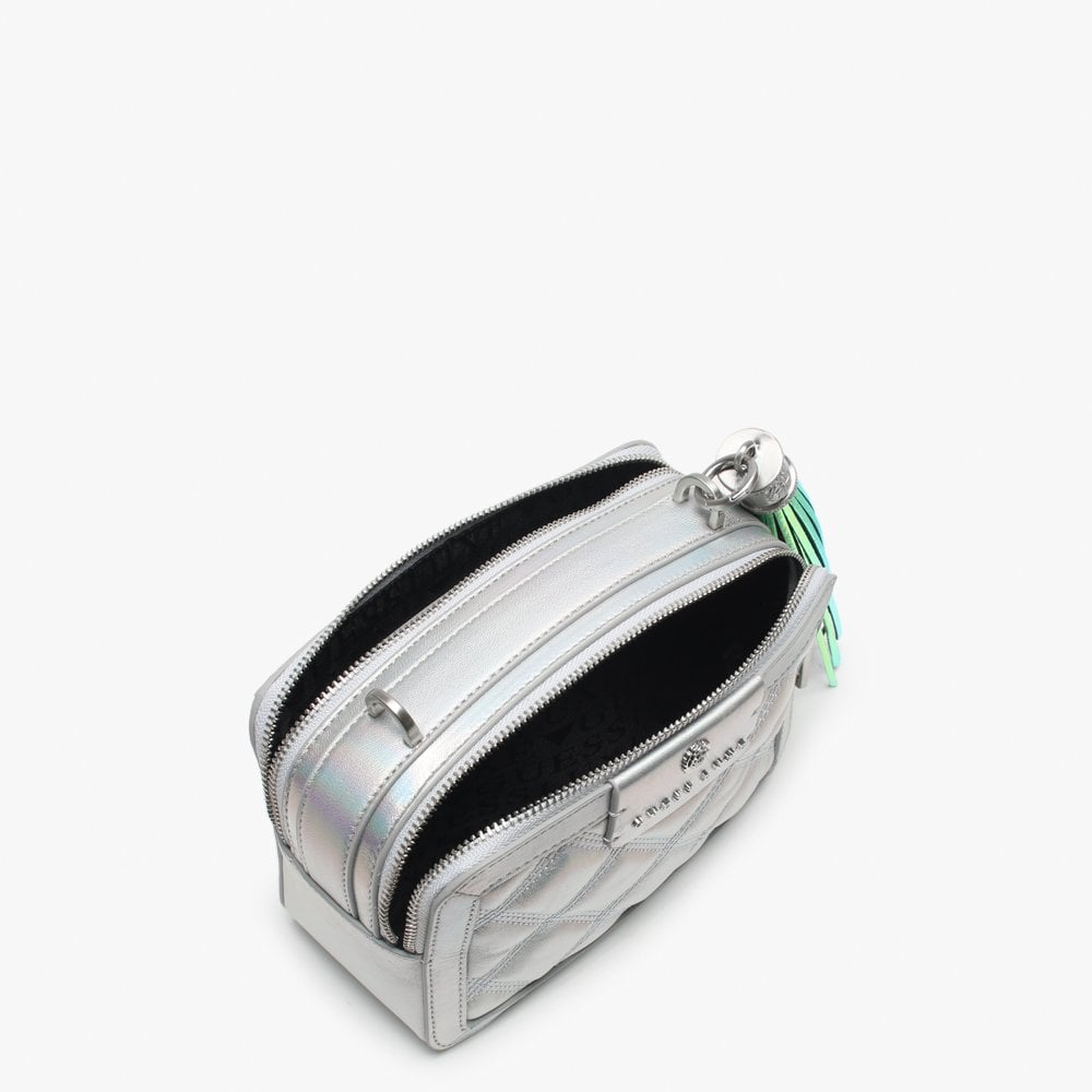 Joli Holographic Silver Leather Quilted Camera Bag