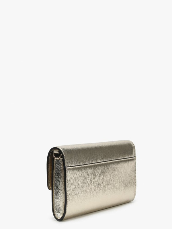Lynda Gold Pebbled Diamante Clutch Bag