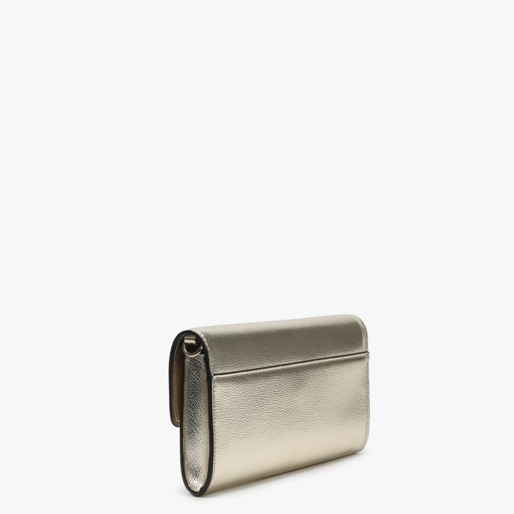 Lynda Gold Pebbled Diamante Clutch Bag