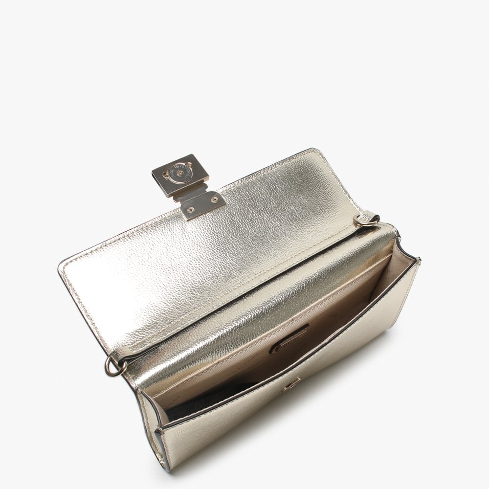 Lynda Gold Pebbled Diamante Clutch Bag