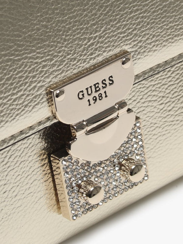 Lynda Gold Pebbled Diamante Clutch Bag