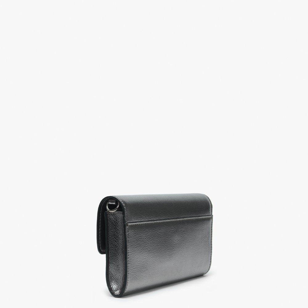 Lynda Pewter Pebbled Diamante Clutch Bag