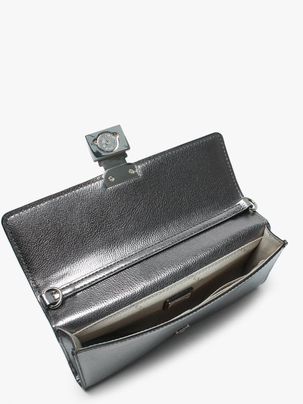 Lynda Pewter Pebbled Diamante Clutch Bag