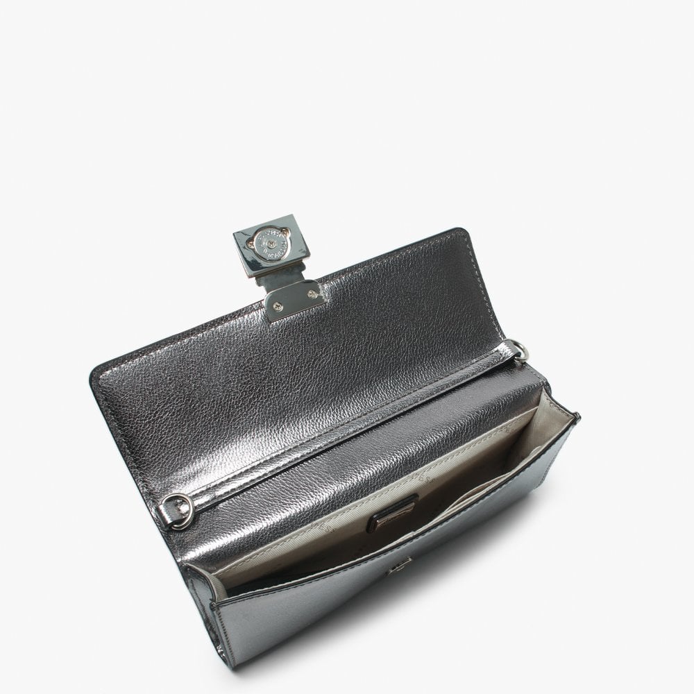 Lynda Pewter Pebbled Diamante Clutch Bag