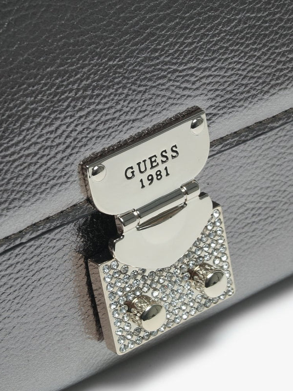 Lynda Pewter Pebbled Diamante Clutch Bag