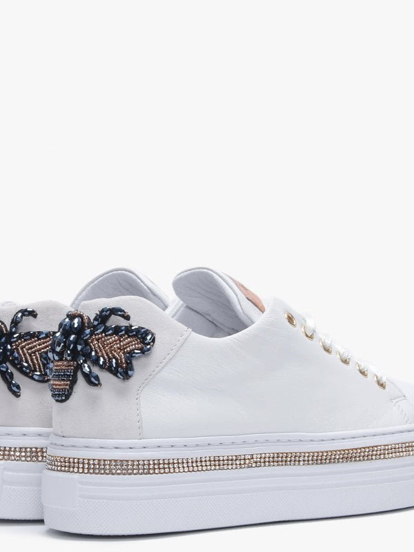 Compostela White Leather Embellished Trainers
