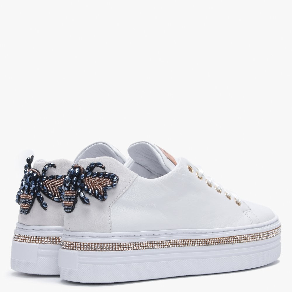 Compostela White Leather Embellished Trainers
