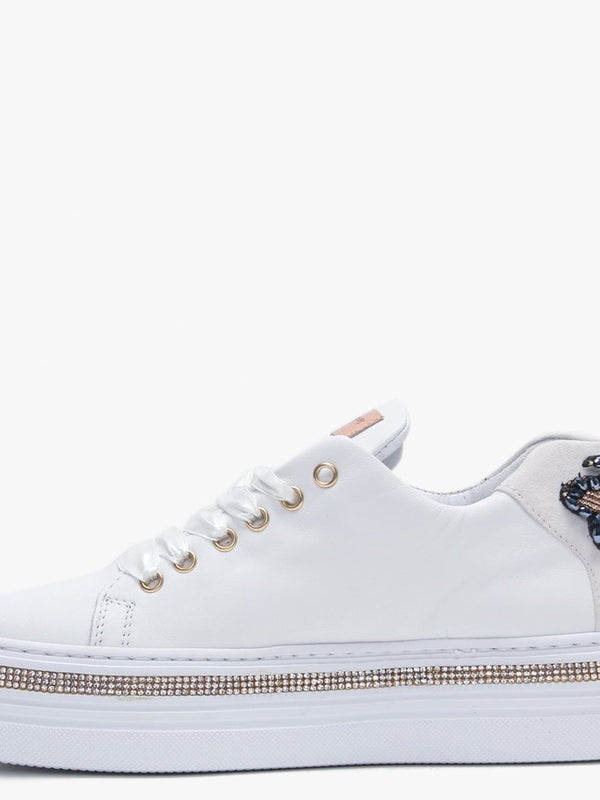 Compostela White Leather Embellished Trainers