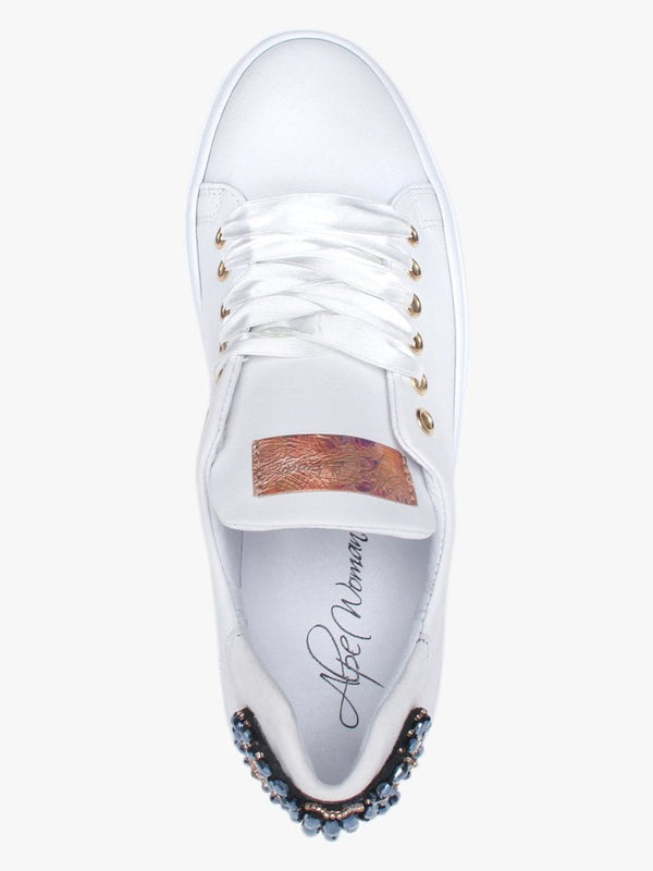 Compostela White Leather Embellished Trainers