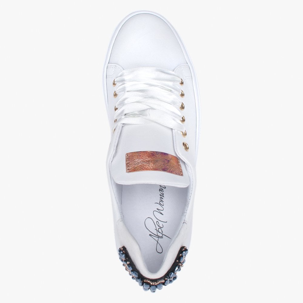 Compostela White Leather Embellished Trainers