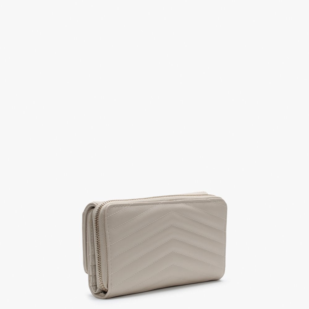 Rapunzel Quilted Beige Zip Around Wallet