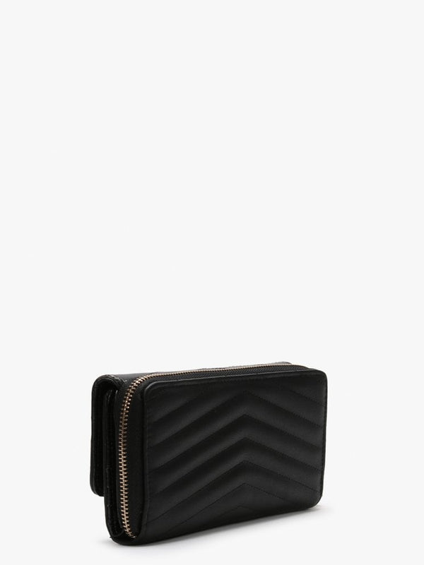 Rapunzel Quilted Black Zip Around Wallet