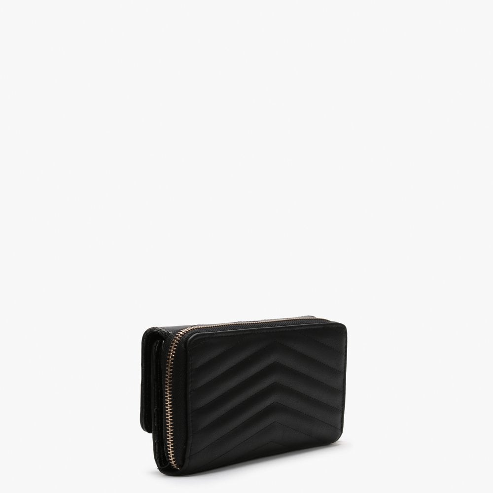 Rapunzel Quilted Black Zip Around Wallet
