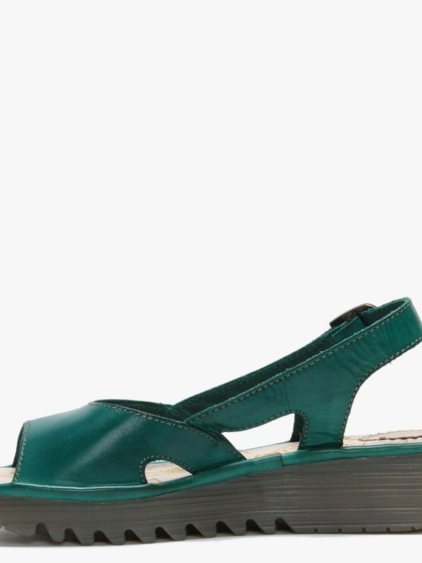 Elfe Verdigris Leather Cut Out Sling Back Sandals