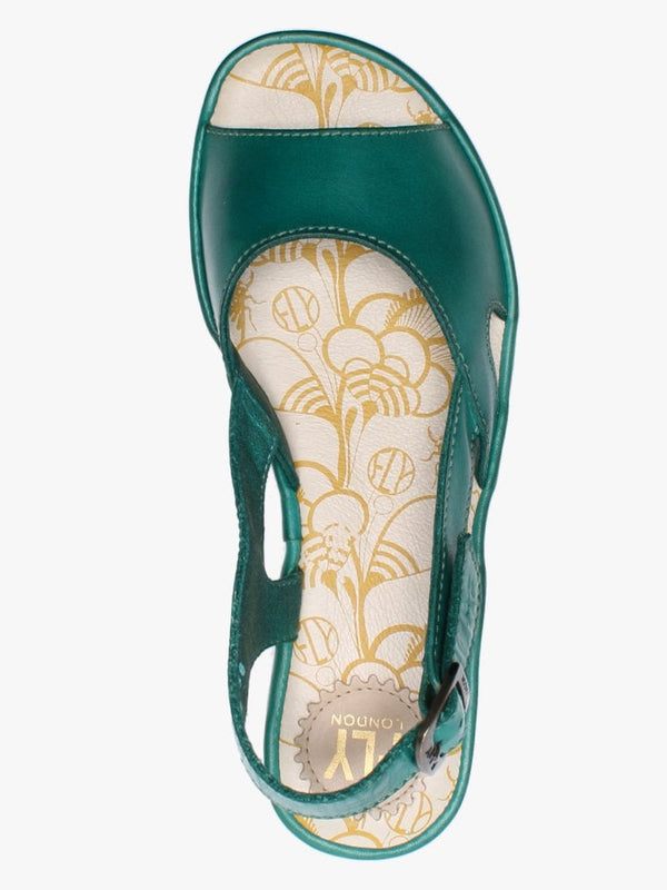 Elfe Verdigris Leather Cut Out Sling Back Sandals