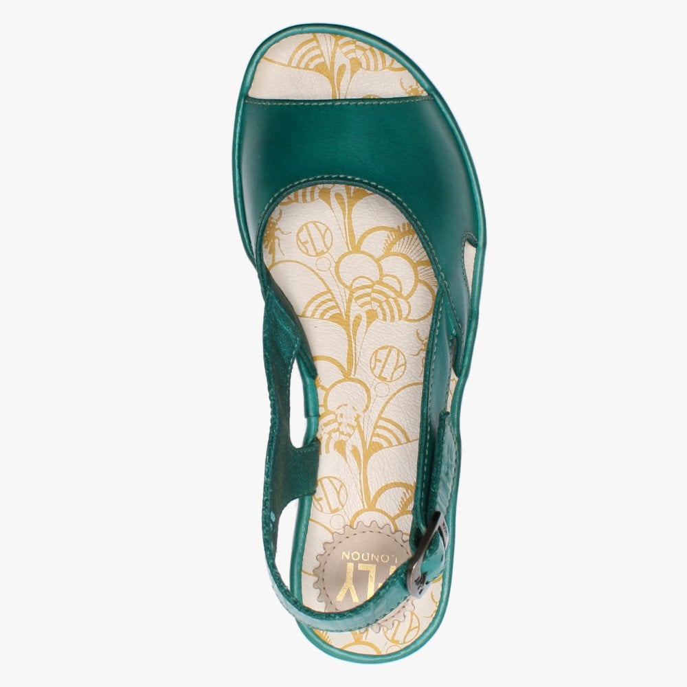 Elfe Verdigris Leather Cut Out Sling Back Sandals