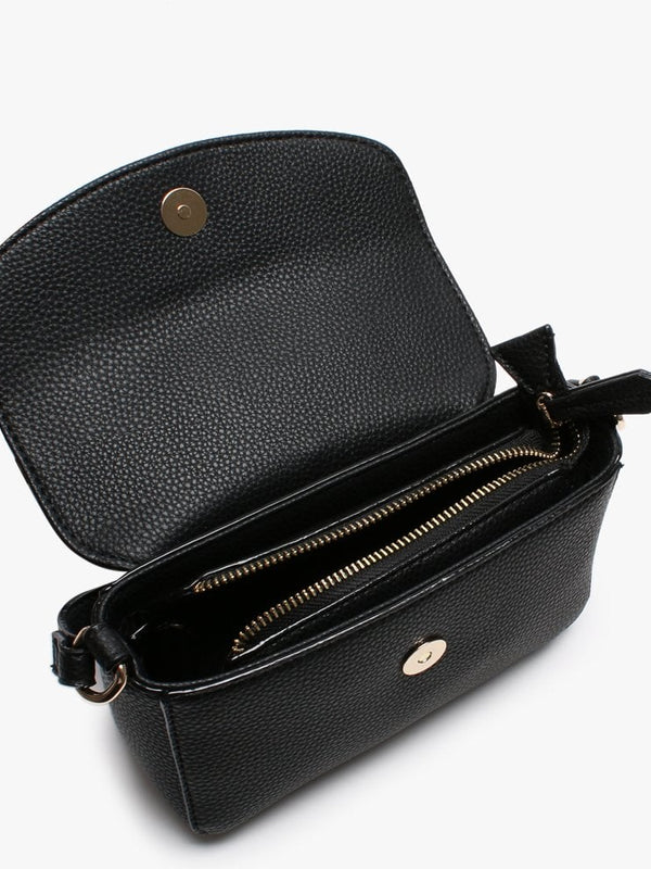 Lilo Black Padlock Cross-Body Bag