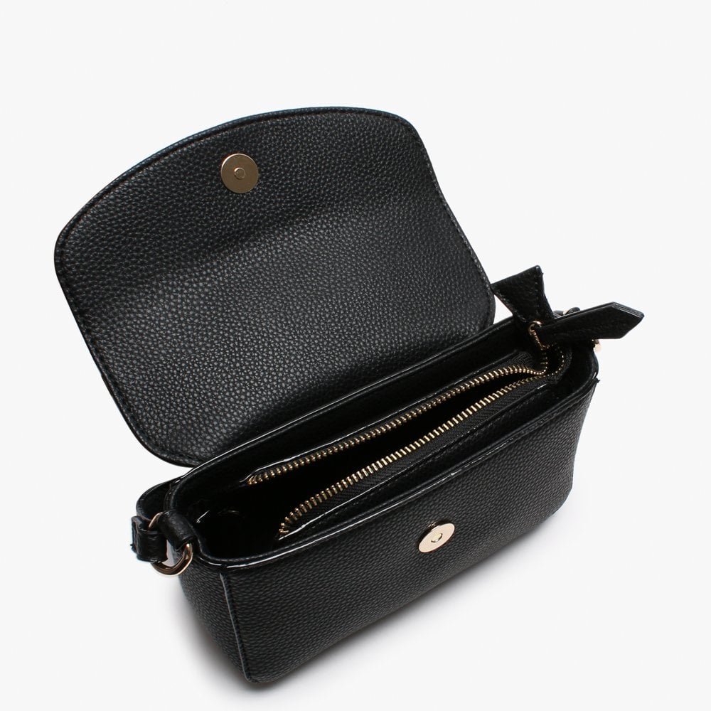Lilo Black Padlock Cross-Body Bag