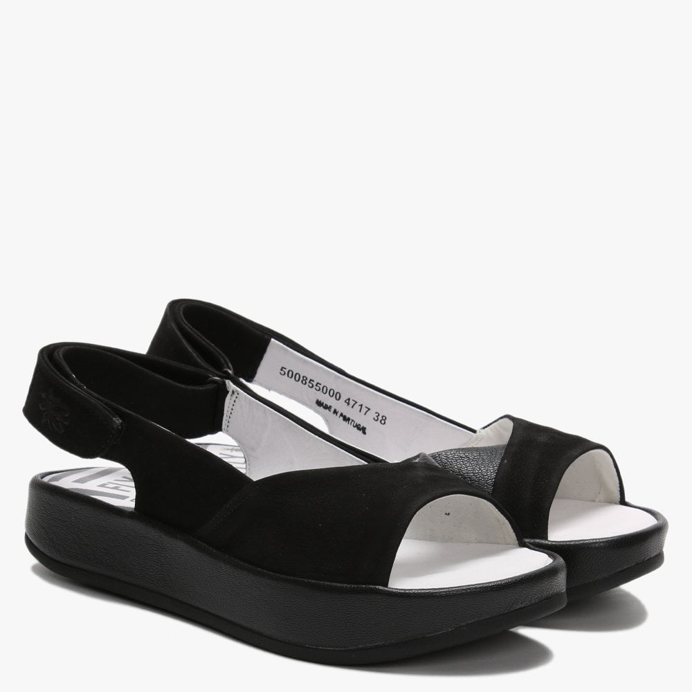 Bari Black Leather Sandals