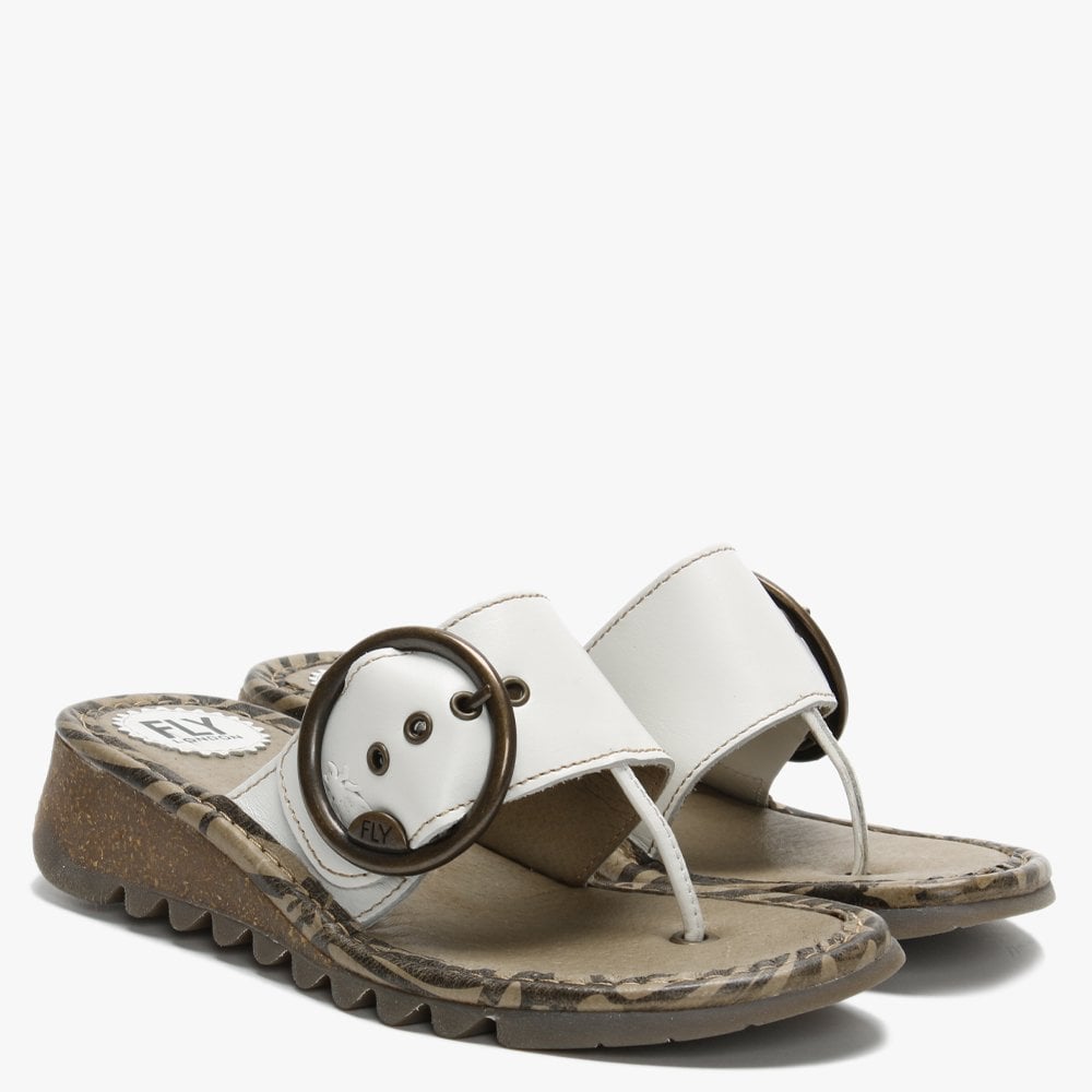 Trim Off Whte Leather Toe Post Sandals