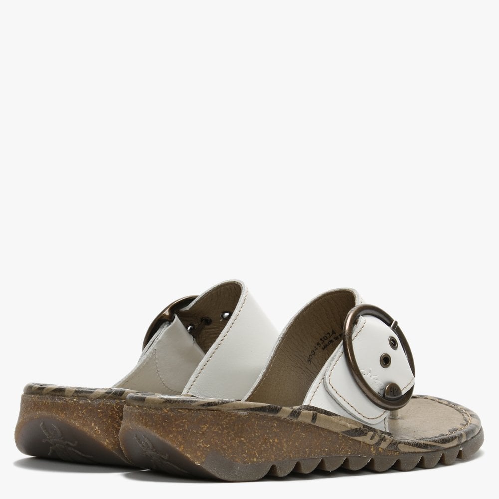 Trim Off Whte Leather Toe Post Sandals