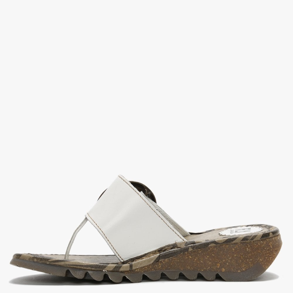 Trim Off Whte Leather Toe Post Sandals