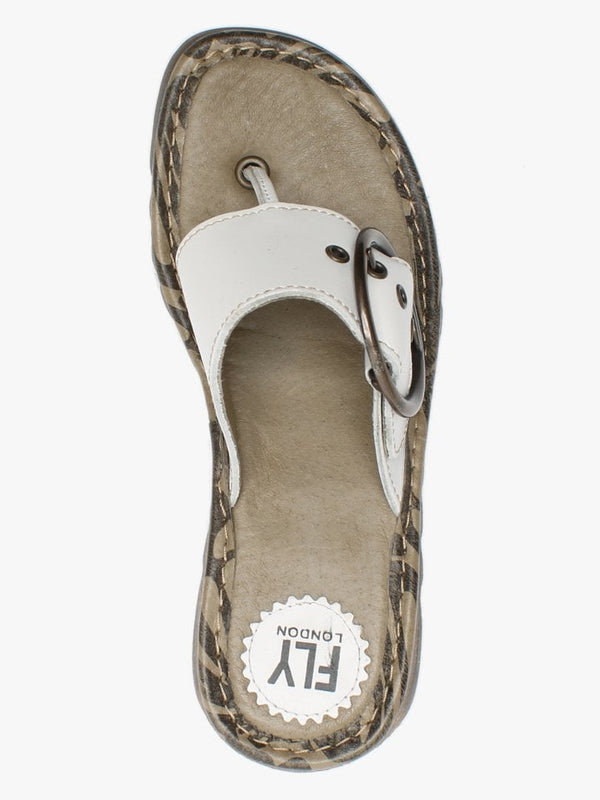Trim Off Whte Leather Toe Post Sandals