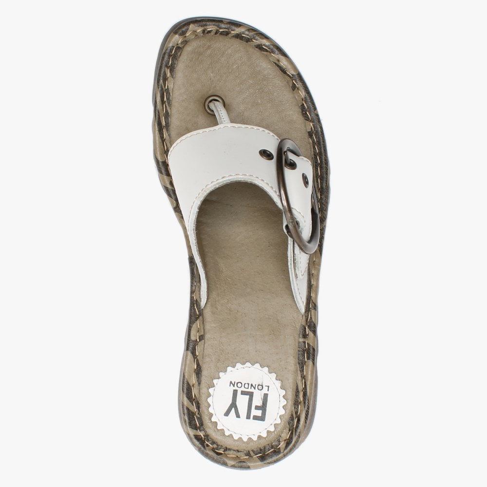 Trim Off Whte Leather Toe Post Sandals