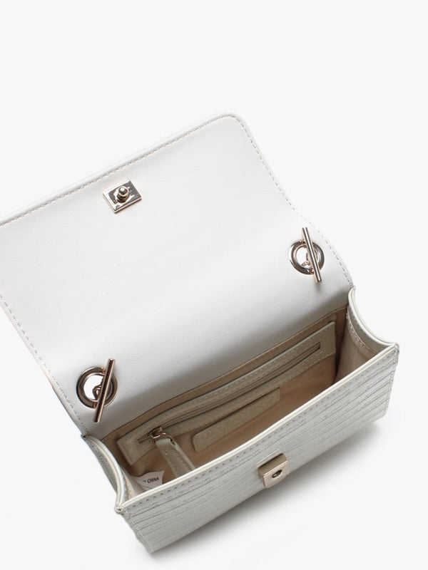 Mowgli Beige Patent Logo Shoulder Bag