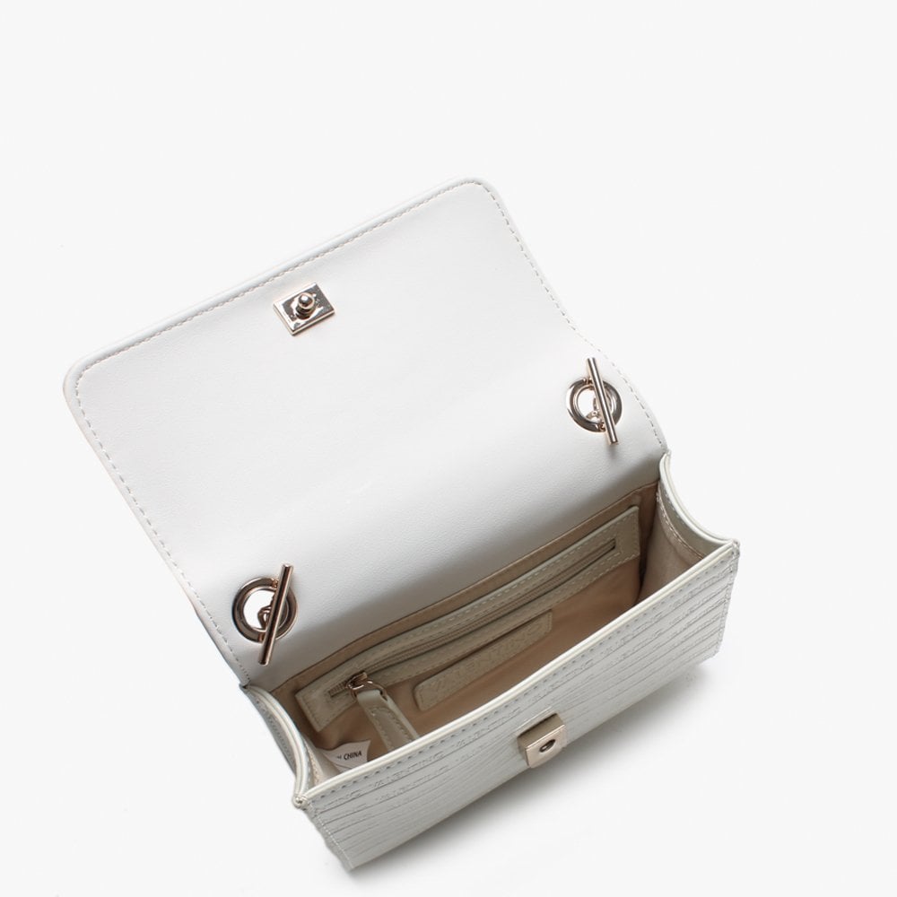 Mowgli Beige Patent Logo Shoulder Bag